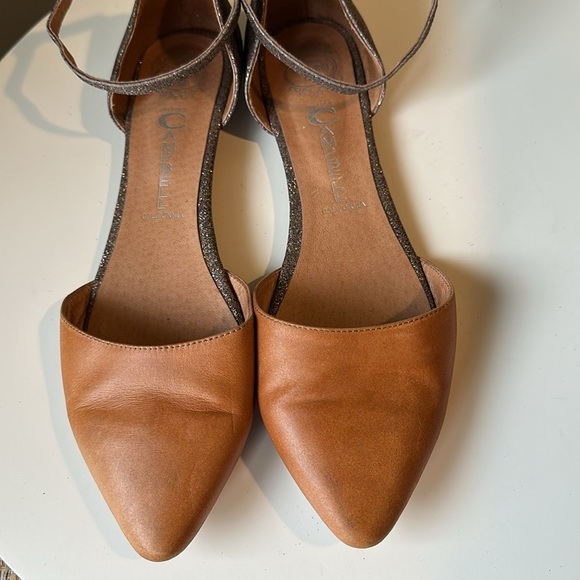 Jeffrey Campbell Lovins Ankle Strap D’Orsay Flats Brown Leather Color Glitter - Picture 4 of 14